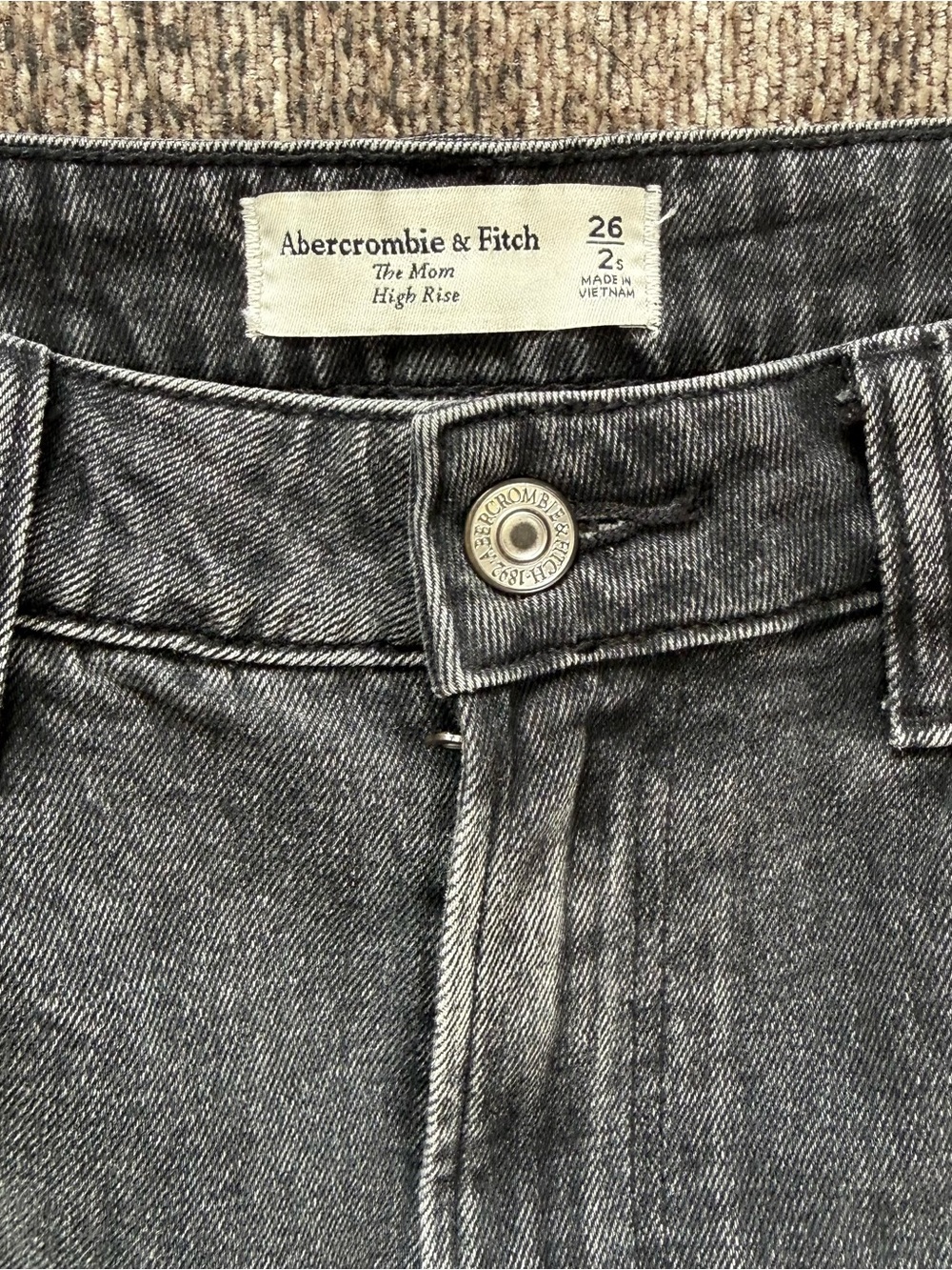 Abercrombie & Fitch The Mom High Rise Ankle Straight Jeans Washed Black Gray 26 - Picture 4 of 5